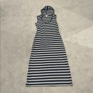 Striped Sleeveless Maxi Dress with hood